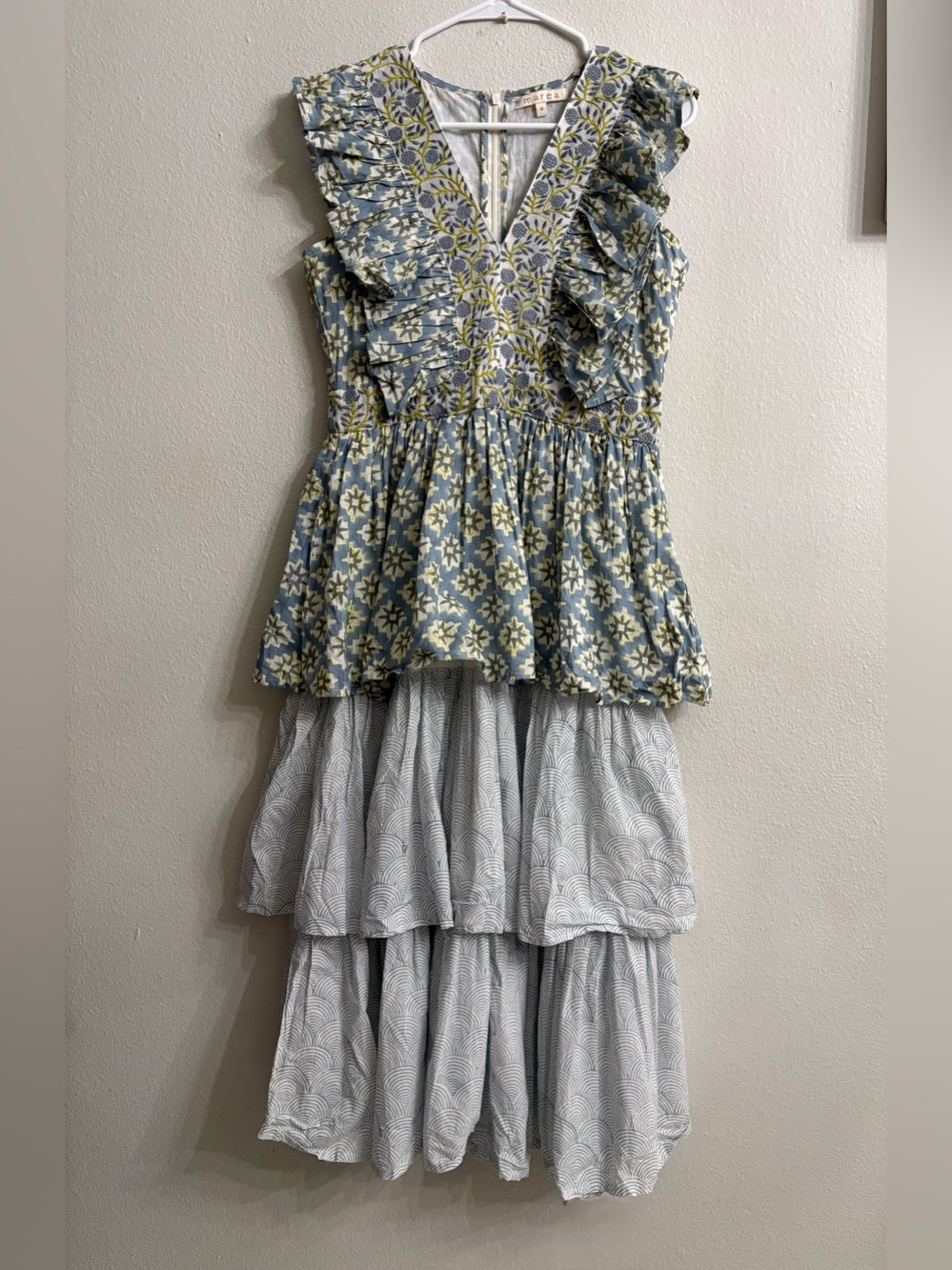 MAREA Embroidered Floral Top in Blue and Green - Picture 2 of 11